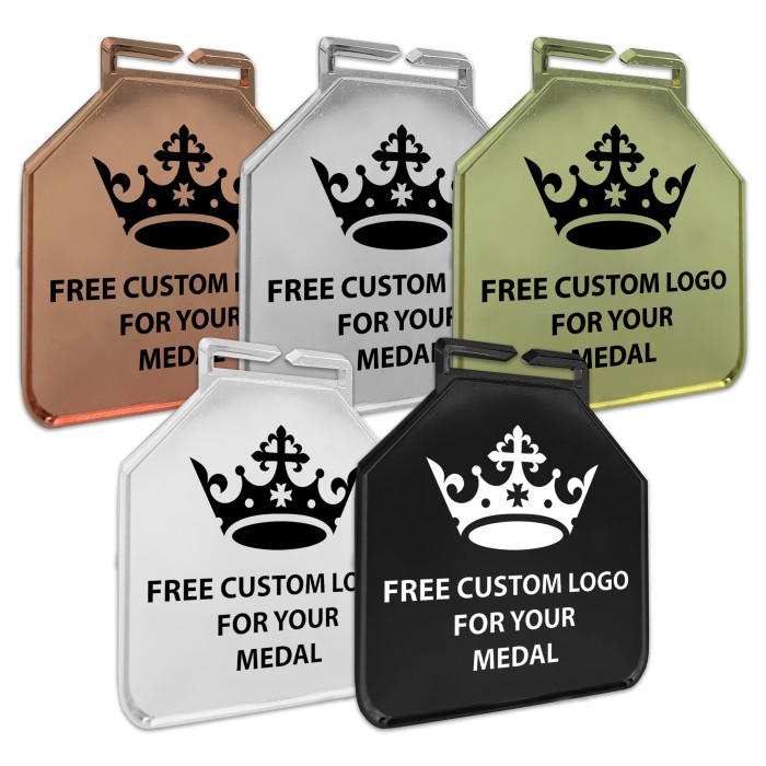 60MM MODERN BUDGET METAL PRINTED MEDAL - GOLD/ SILVER/ BRONZE/ BLACK/ WHITE